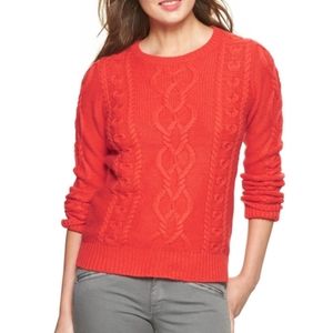 GAP Bright Coral Cable Knit Pullover Sweater